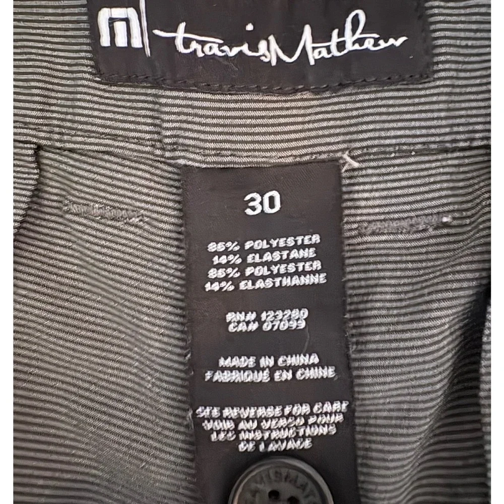 TravisMathew Beck Shorts Mens 30 Dark Grey Micro Stripe Golf Performance Casual